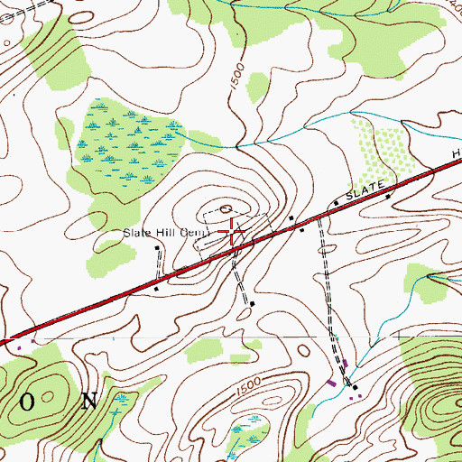 Topographic Map of Slate Hill Cemetery, NY