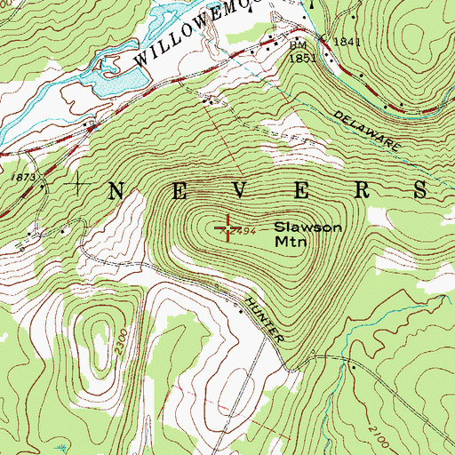 Topographic Map of Slawson Mountain, NY