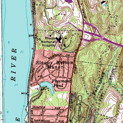 Topographic Map of Sleepy Hollow Manor, NY