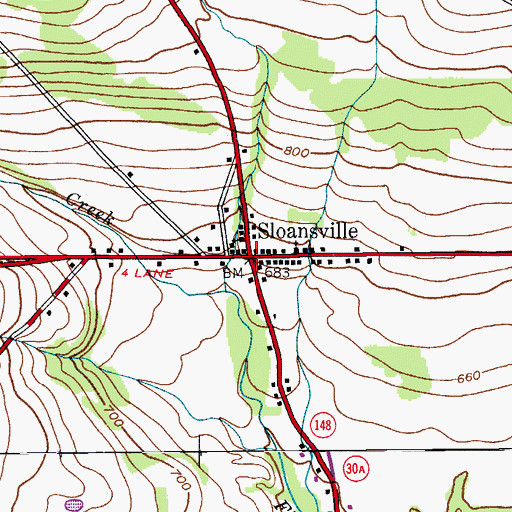 Topographic Map of Sloansville, NY