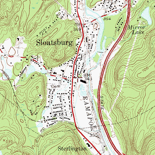 Topographic Map of Sloatsburg, NY