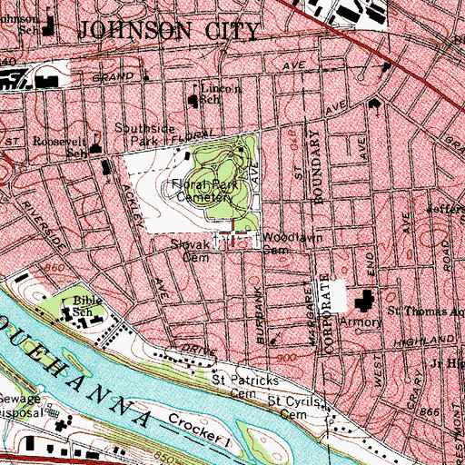 Topographic Map of Slovak Lutheran Cemetery, NY