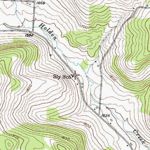 Topographic Map of Sly School (historical), NY