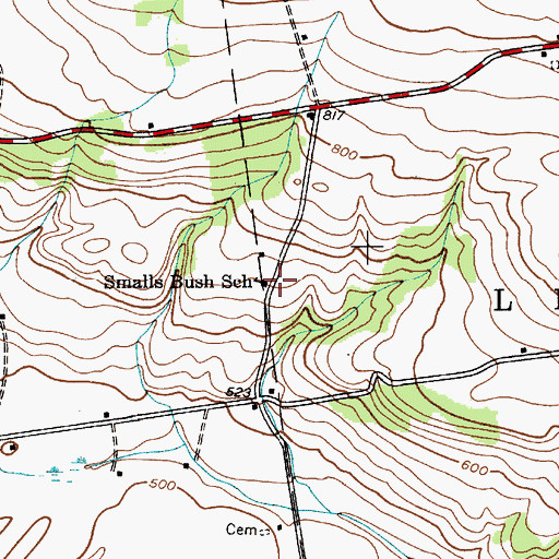 Topographic Map of Smalls Bush School (historical), NY