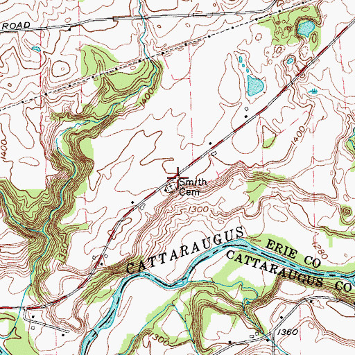 Topographic Map of Quaker Cemetery, NY