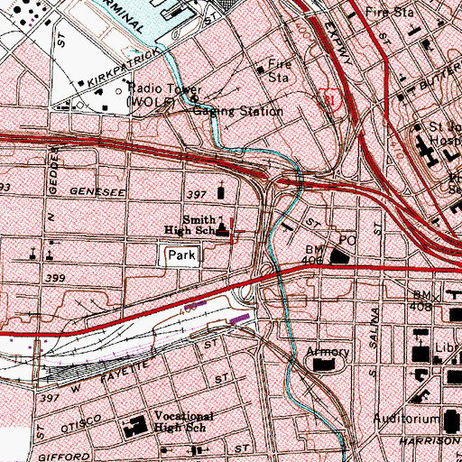 Topographic Map of Smith High School, NY