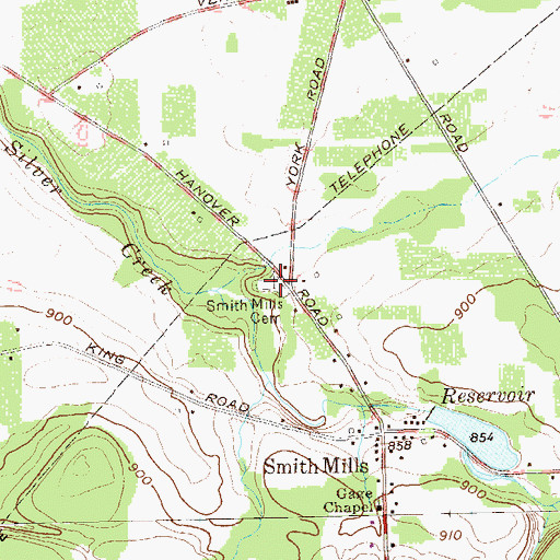 Topographic Map of Smiths Mill Cemetery, NY