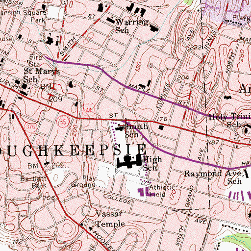 Topographic Map of W W Smith Elementary School, NY