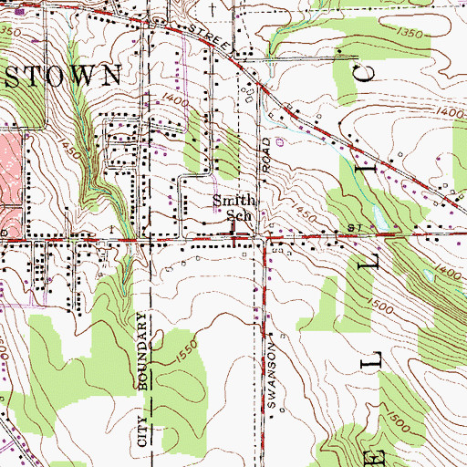 Topographic Map of C E Smith Public School (historical), NY