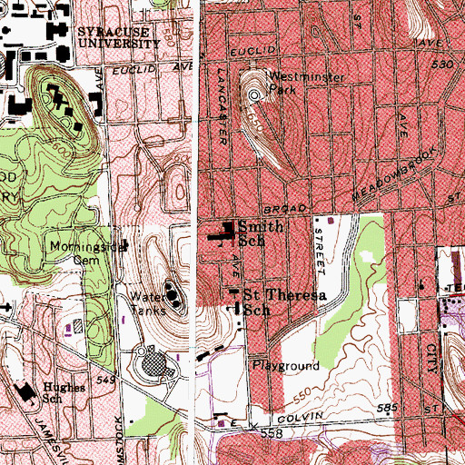 Topographic Map of Edward Smith K - 8 School, NY