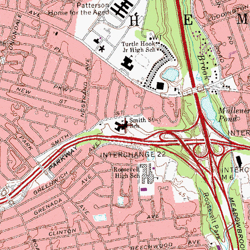 Topographic Map of Smith Street School, NY