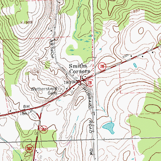 Topographic Map of Smiths Corner, NY
