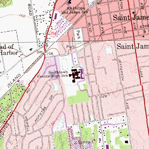 Topographic Map of Smithtown Middle School, NY