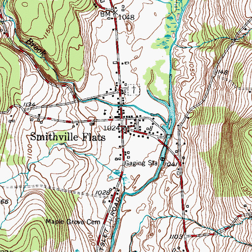 Topographic Map of Smithville Flats, NY