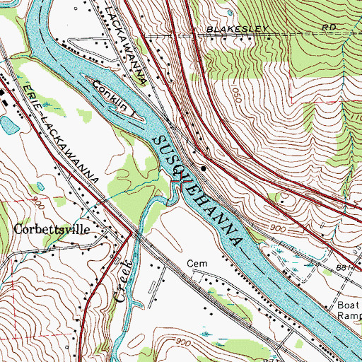 Topographic Map of Snake Creek, NY