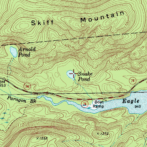 Topographic Map of Snake Pond, NY