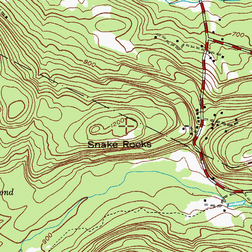 Topographic Map of Snake Rocks, NY