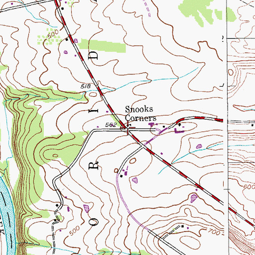 Topographic Map of Snooks Corners, NY