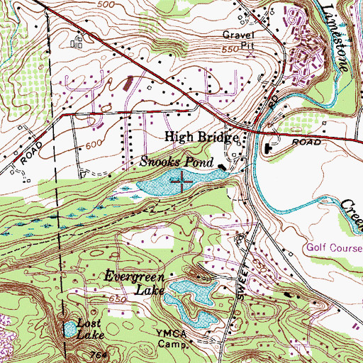 Topographic Map of Snooks Pond, NY