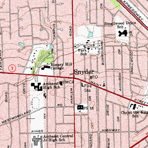 Topographic Map of Snyder, NY