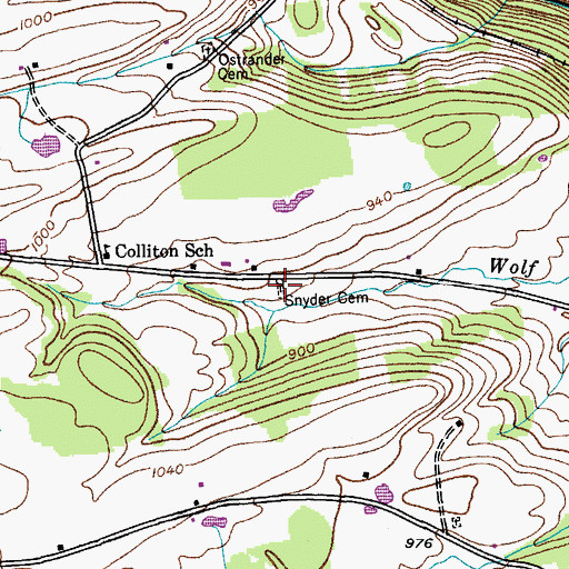 Topographic Map of Snyder Cemetery, NY