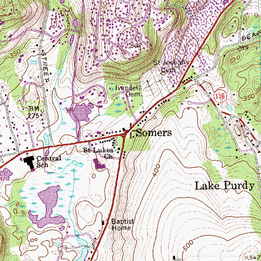 Topographic Map of Somers, NY
