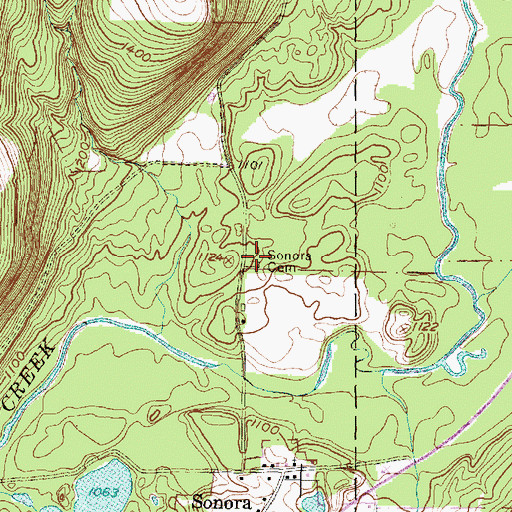 Topographic Map of Sonora Cemetery, NY