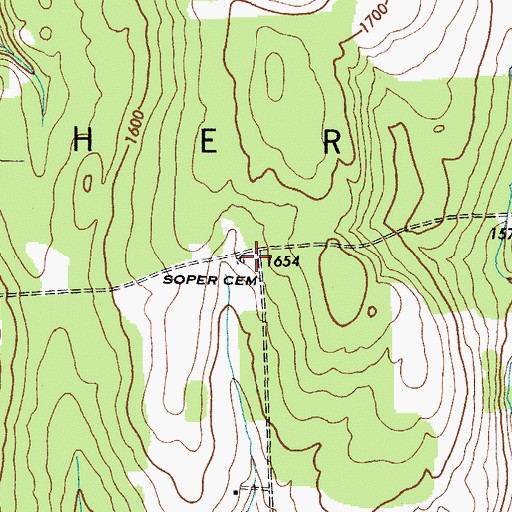 Topographic Map of Soper Cemetery, NY