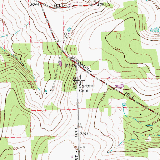 Topographic Map of Sortore Cemetery, NY