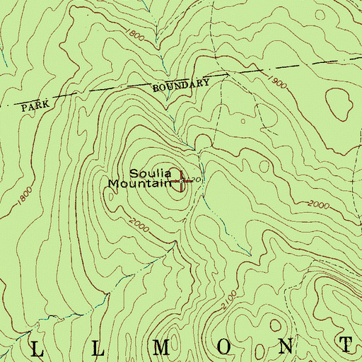 Topographic Map of Soulia Mountain, NY