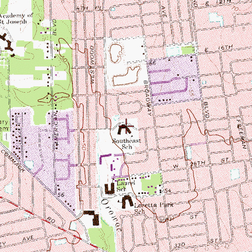 Topographic Map of Southeast Elementary School, NY
