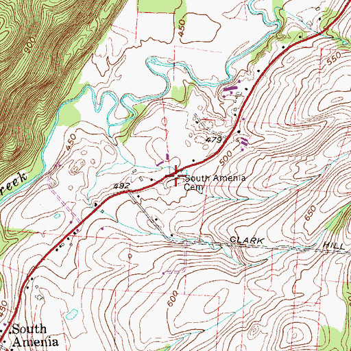 Topographic Map of South Amenia Cemetery, NY