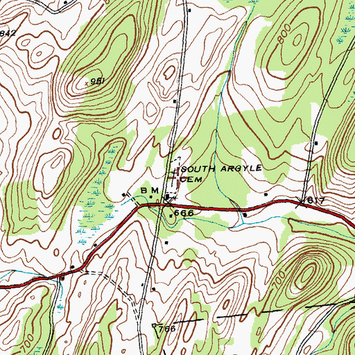 Topographic Map of South Argyle Cemetery, NY
