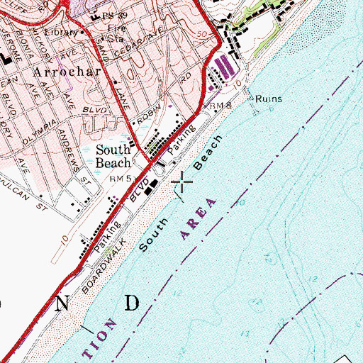 Topographic Map of South Beach, NY