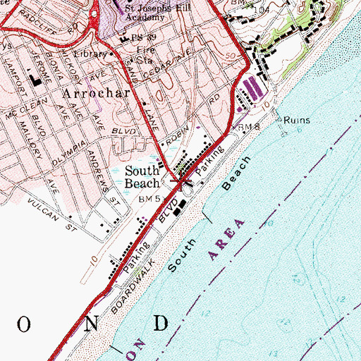 Topographic Map of South Beach, NY