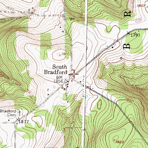 Topographic Map of South Bradford, NY