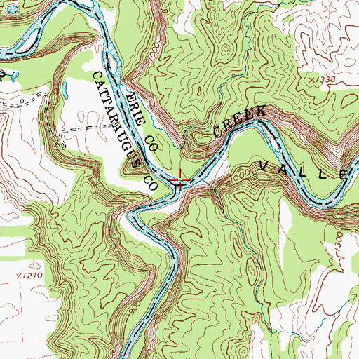 Topographic Map of South Branch Cattaraugus Creek, NY