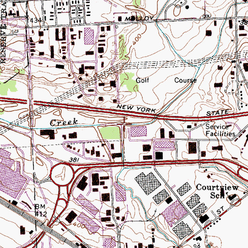 Topographic Map of South Branch Ley Creek, NY