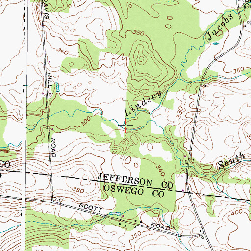 Topographic Map of South Branch Lindsey Creek, NY