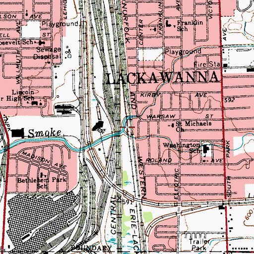 Topographic Map of South Branch Smoke Creek, NY