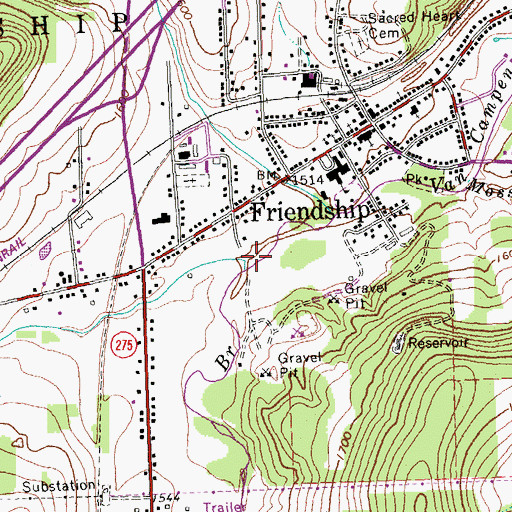 Topographic Map of South Branch Van Campen Creek, NY