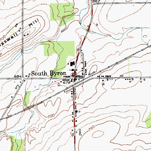 Topographic Map of South Byron, NY