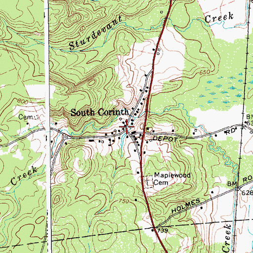 Topographic Map of South Corinth, NY