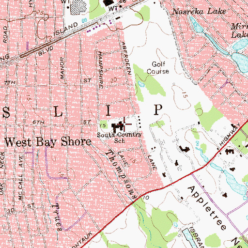 Topographic Map of South Country School, NY