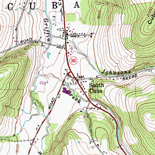 Topographic Map of South Cuba, NY