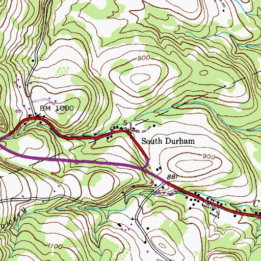 Topographic Map of South Durham, NY