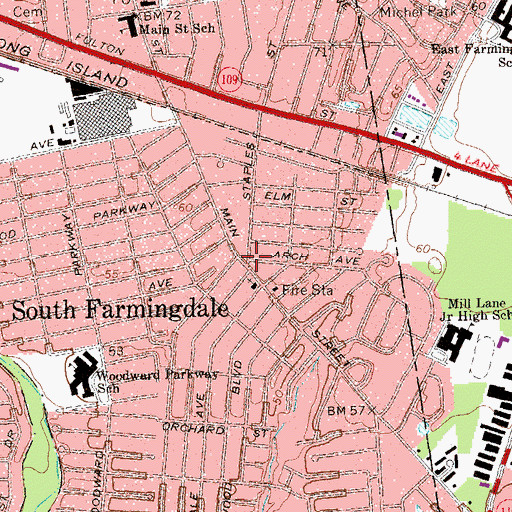 Topographic Map of South Farmingdale, NY