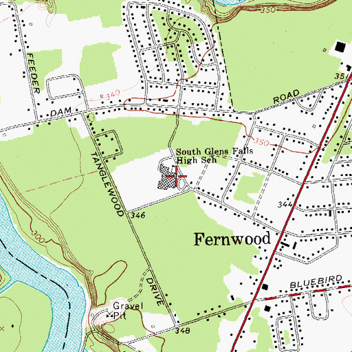 Topographic Map of South Glens Falls High School, NY