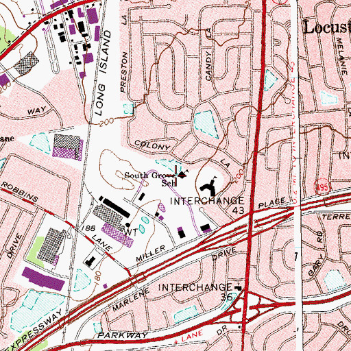 Topographic Map of South Grove Elementary School, NY