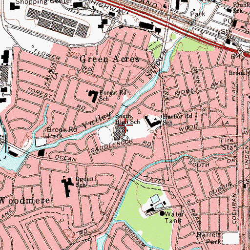 Topographic Map of Valley Stream South High School, NY